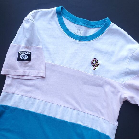 OF Odd Future T Shirt Size S White Donut Logo Blue Pink OFWGKTA Tyler Creator - Picture 3 of 12